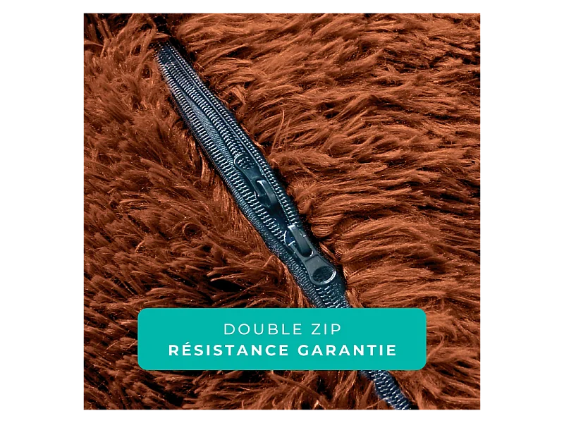 Reuze chocoladebruine poef met nepbont, 180 cm