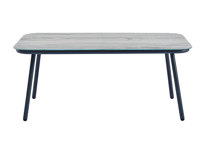 7-Sitzer-Gartenmöbel – 2 Sofas, 2 Sessel und 1 Couchtisch – Struktur aus verzinktem Stahl und PE-Rattan – mit abnehmbaren und waschbaren Kissen – Grau