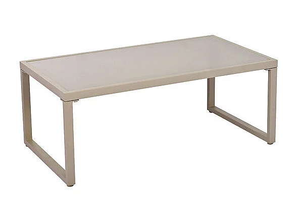 Salon de jardin en Fer galvanisé - 1 canapé 2 fauteuils et 1 table basse en verre - décoré de Corde - Taupe