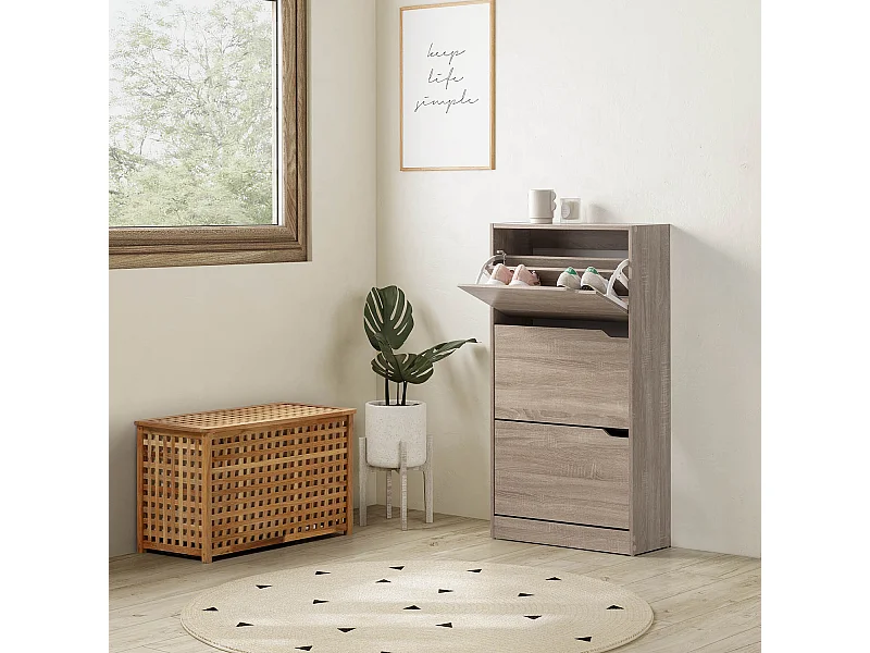 Mobile Scarpiera Angel 3 Ante Colore Rovere, per 18 Paia