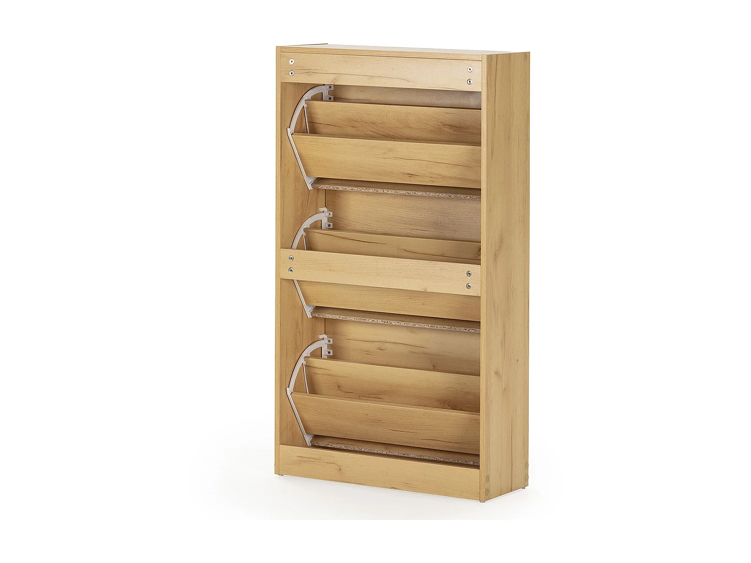 Meuble à chaussures Angel 3 portes couleur chêne clair, pour 18 paires