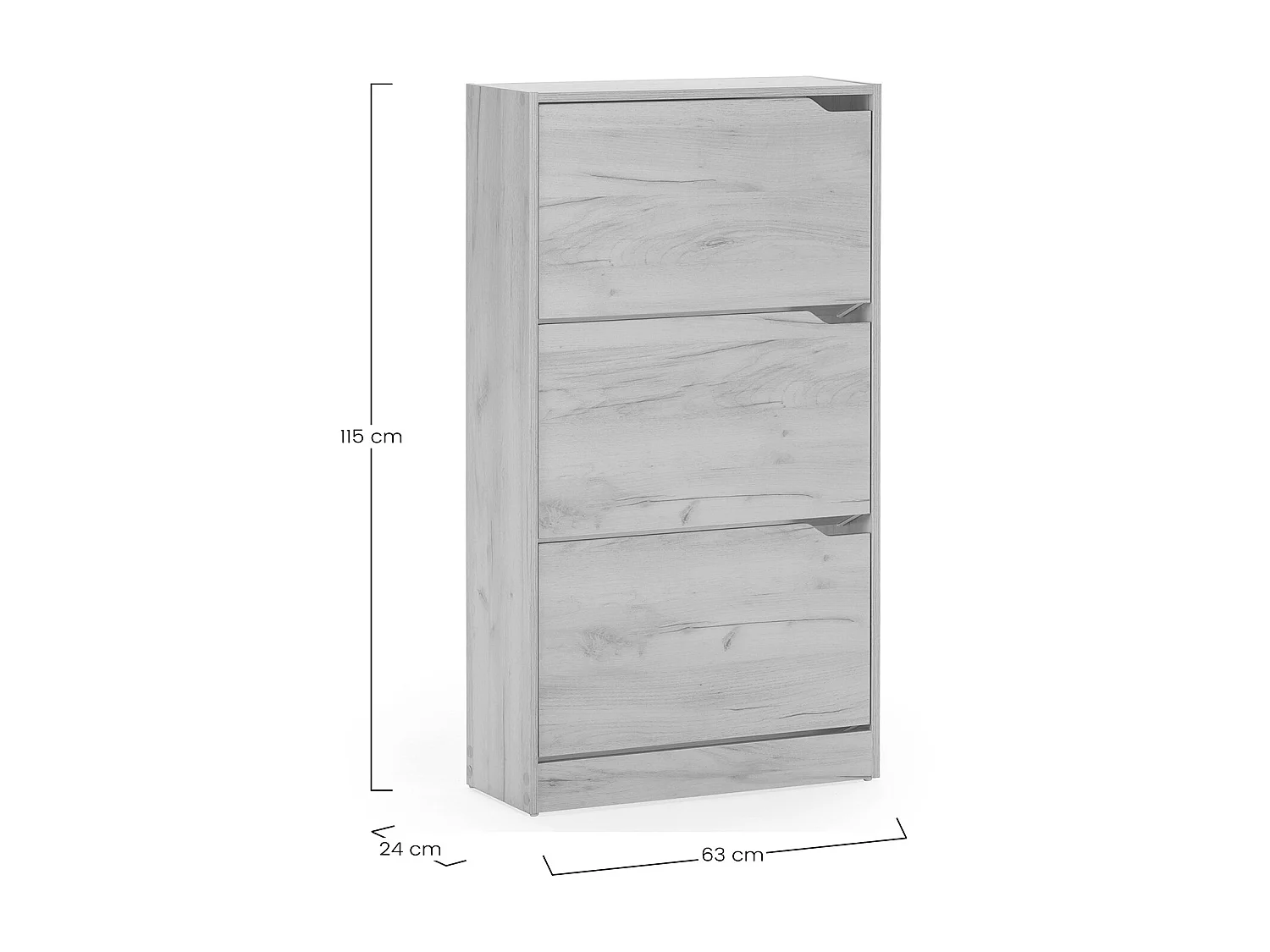 Meuble à chaussures Angel 3 portes couleur chêne clair, pour 18 paires