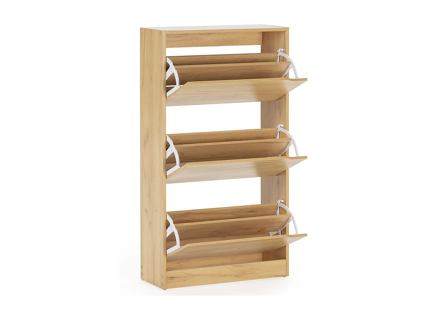 Mueble Zapatero Ángel 3 Puertas Color Roble Claro, para 18 Pares