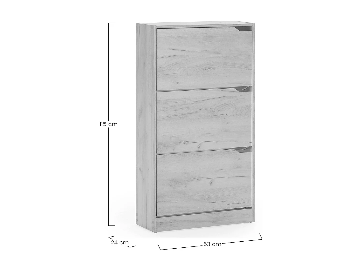 Mueble Zapatero Ángel 3 Puertas Color Roble Claro, para 18 Pares