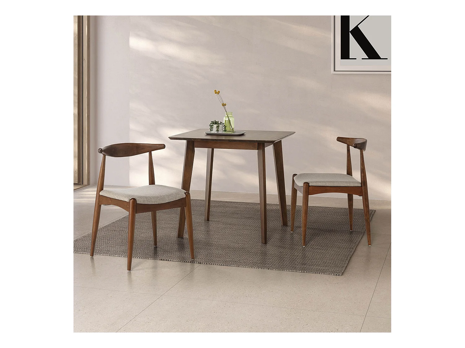 Table à manger Pomago 80x80 cm Couleur Noyer