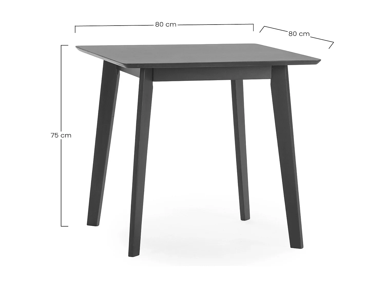 Eettafel Pomago 80x80 cm Zwart