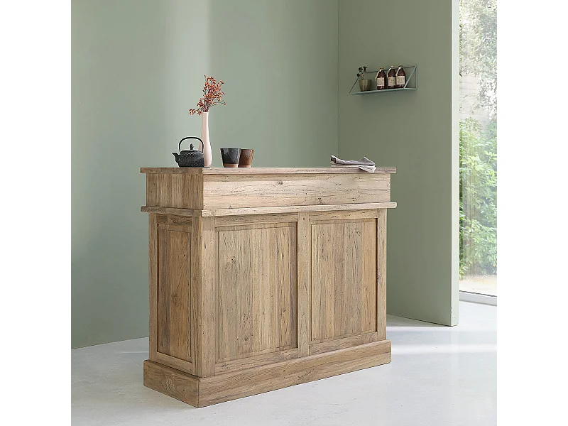 Meuble bar en teck massif recyclé 120 cm