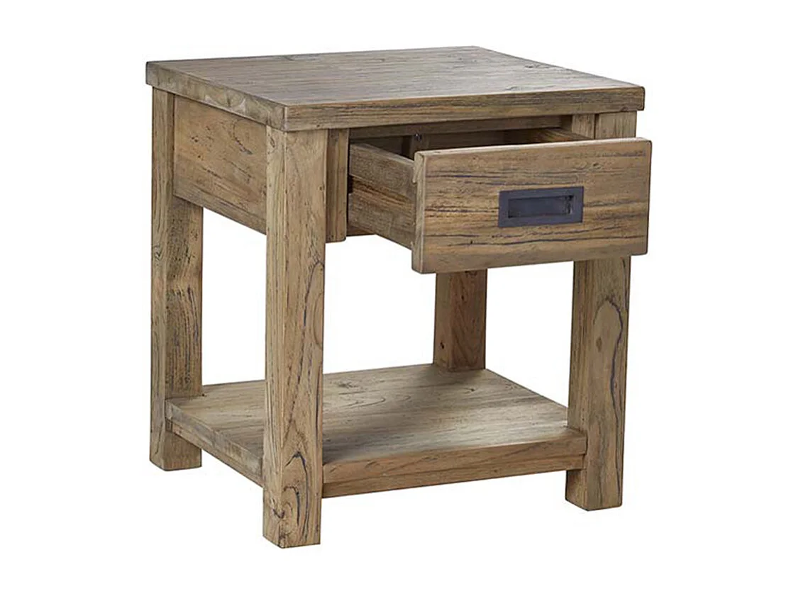 Mesita de noche de madera de teca maciza