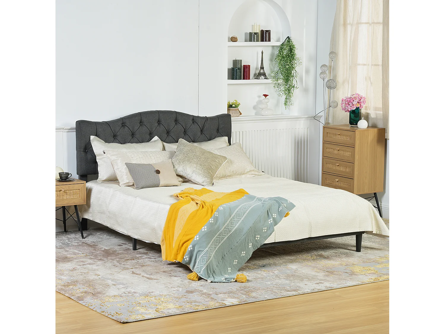 Lit double 140x190cm sans matelas sans rangement