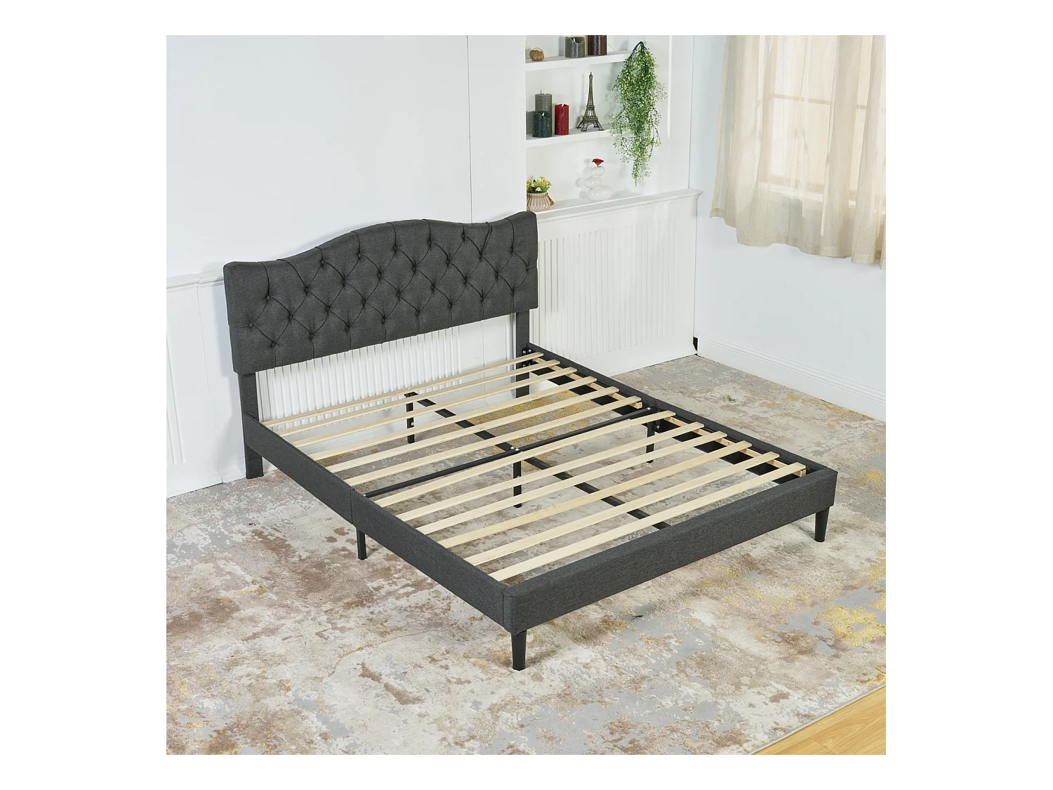 Lit double 140x190cm sans matelas sans rangement