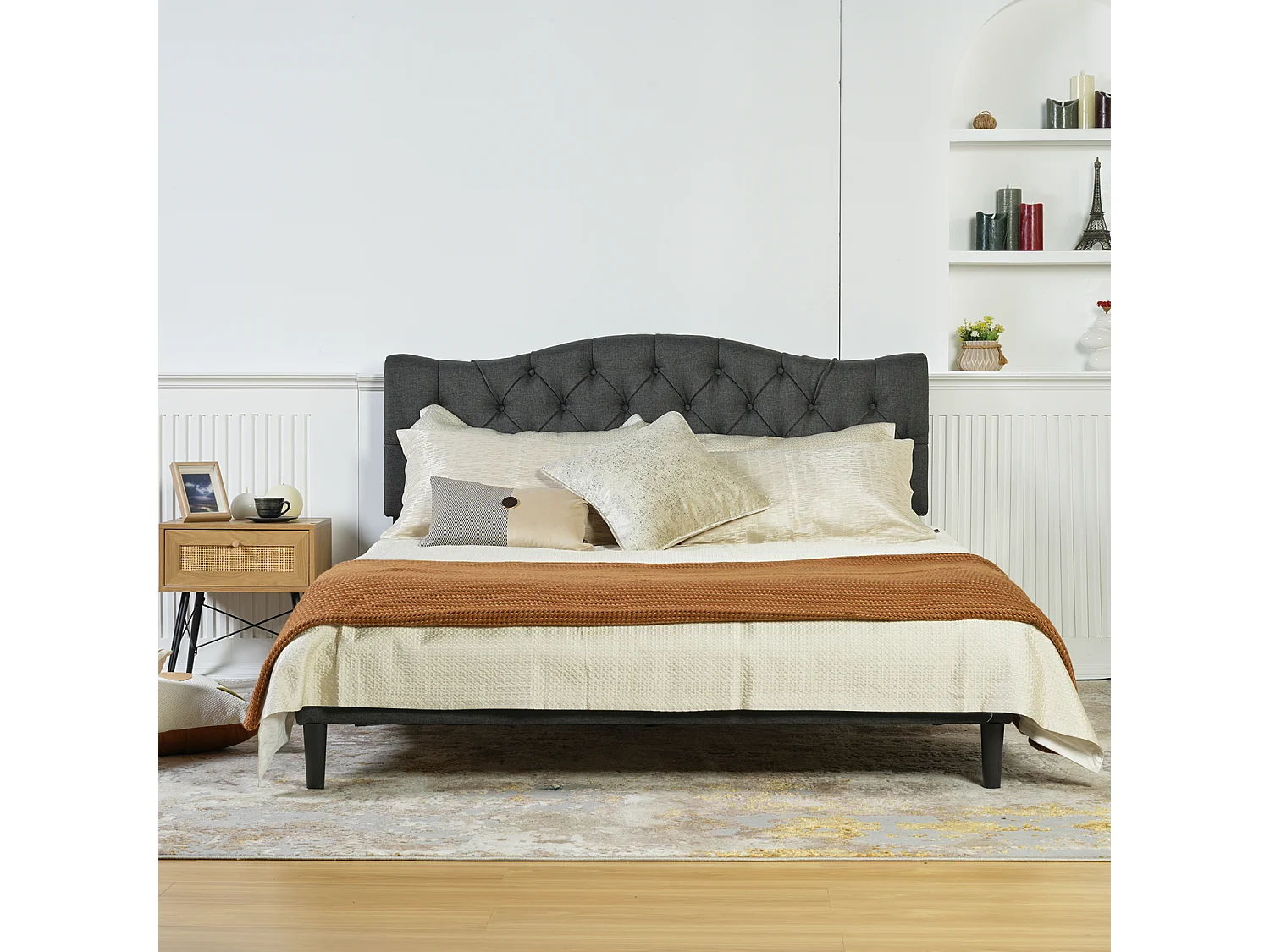 Lit double 160x200cm sans matelas sans rangement