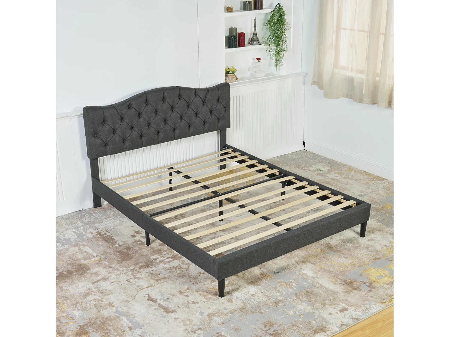 Lit double 160x200cm sans matelas sans rangement