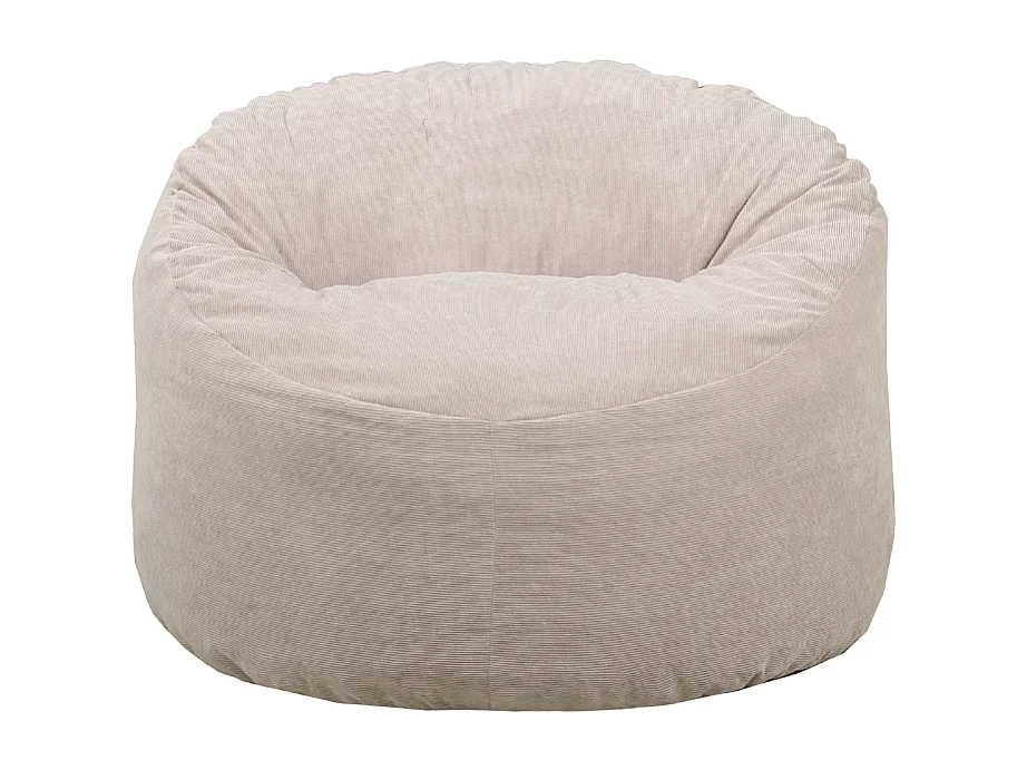 Beige ribfluwelen poef 100 cm