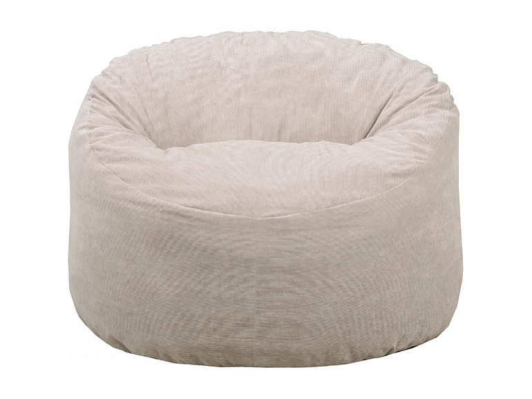 Beige ribfluwelen poef 100 cm