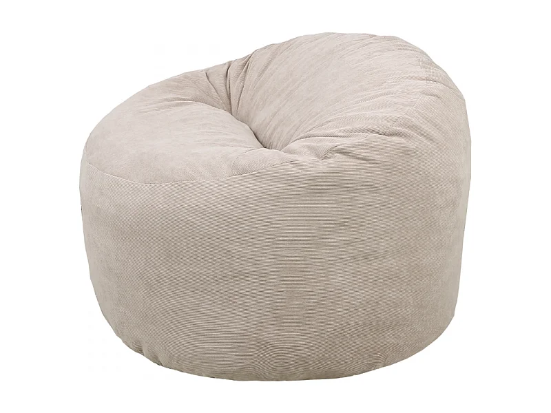 Beige ribfluwelen poef 100 cm