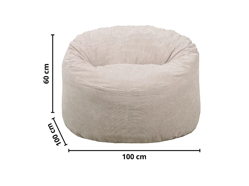 Pouf velours côtelé Beige 100 cm