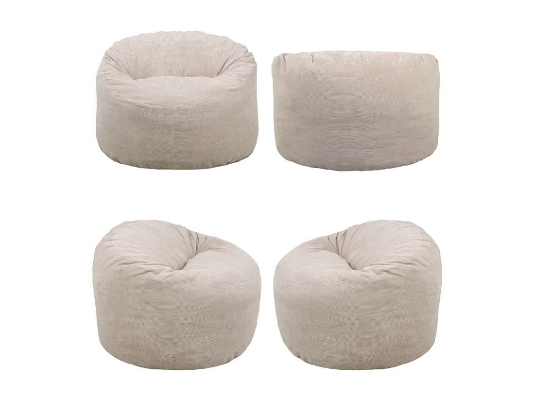Pouf velours côtelé Beige 100 cm