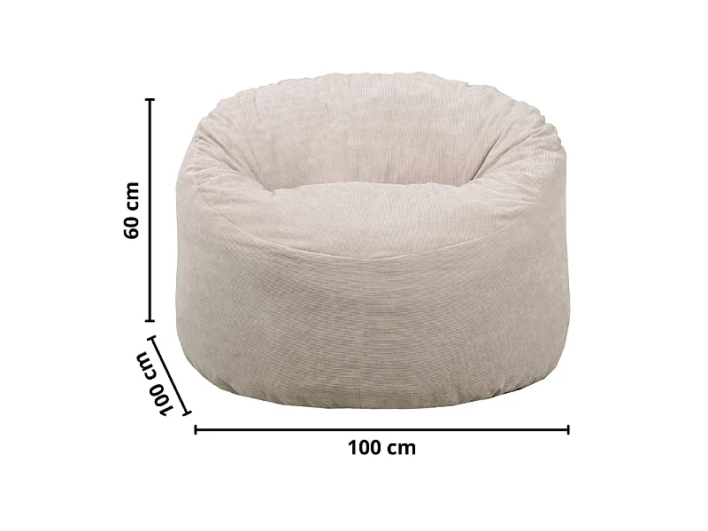 Pouf velours côtelé Beige 100 cm