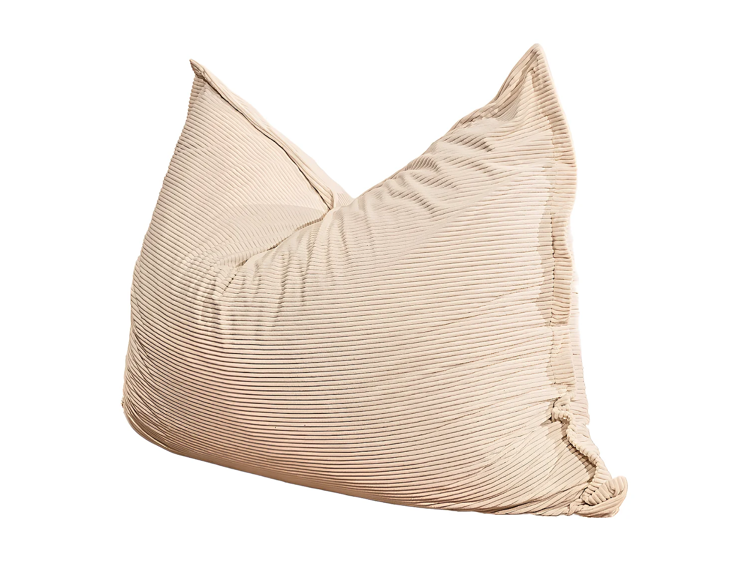 Pouf velours côtelé déhoussable blanc cassé 180 x 140 cm