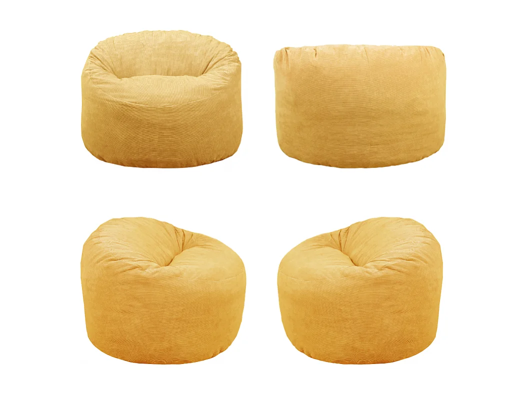 Pouf velours côtelé jaune 100 cm