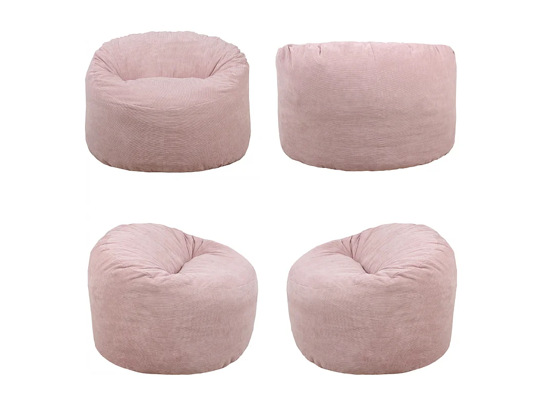 Pouf velours côtelé rose 100 cm