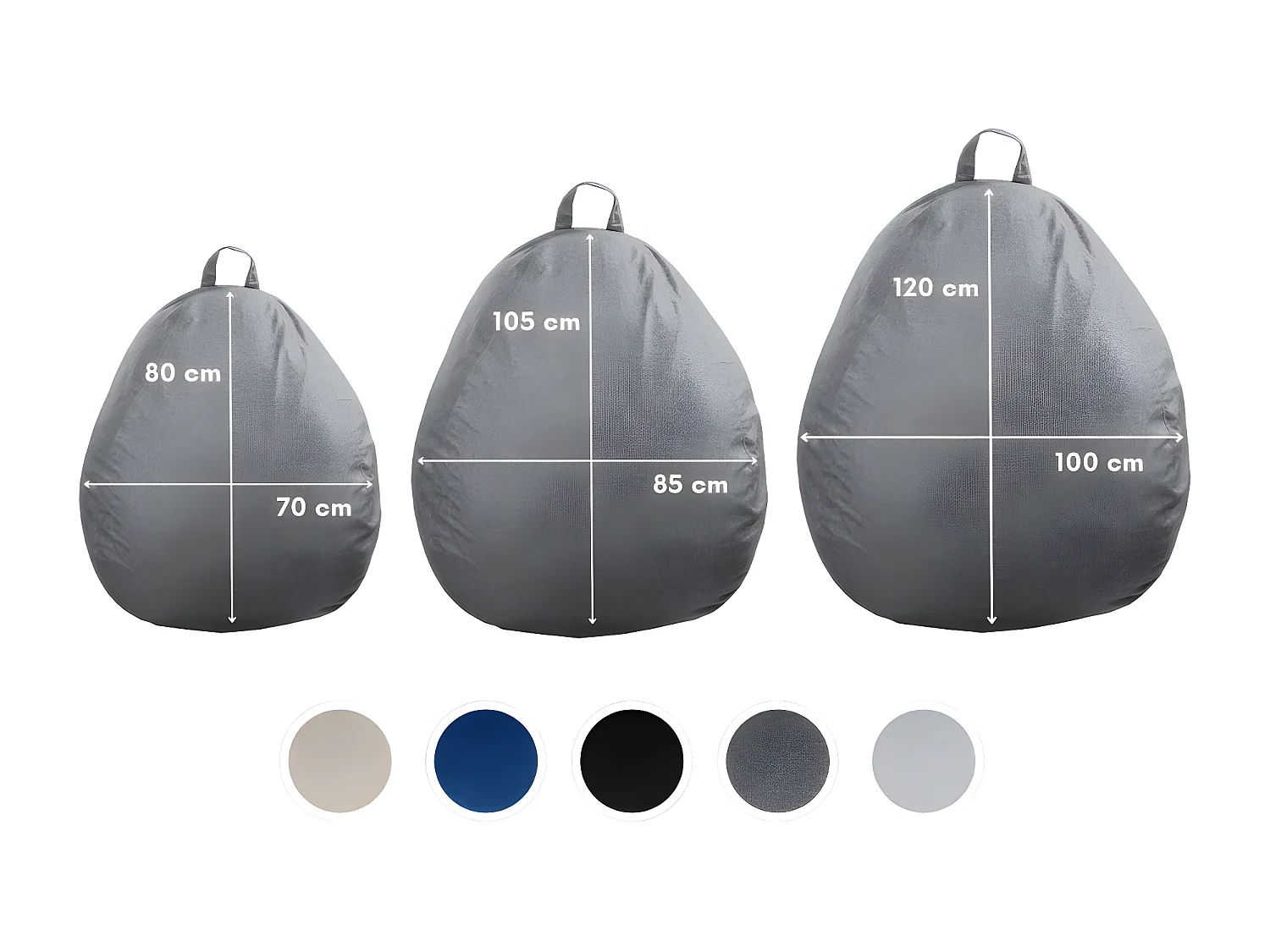 Pouf poire déhoussable gris foncé 80 x 70 cm