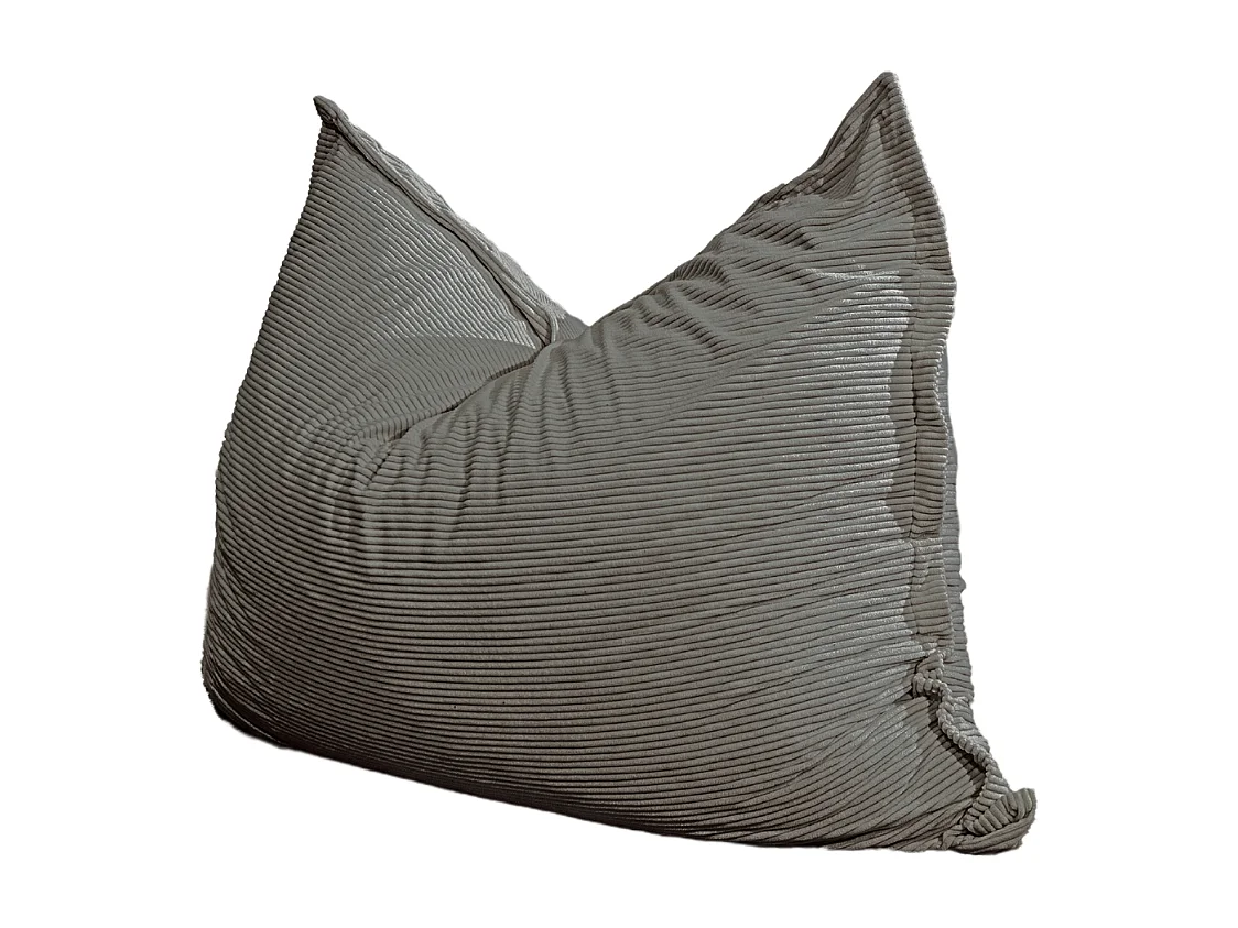 Donkergrijze ribfluwelen poef 180 x 140 cm