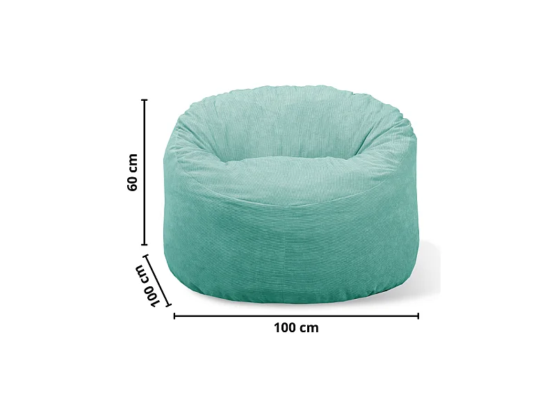 Pouf velours côtelé vert 100 cm