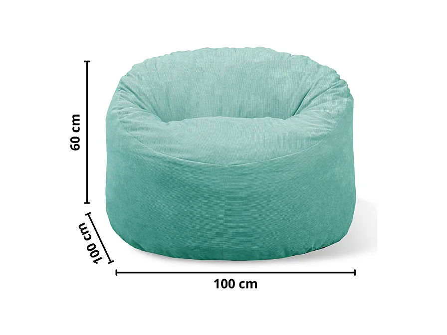 Pouf velours côtelé vert 100 cm