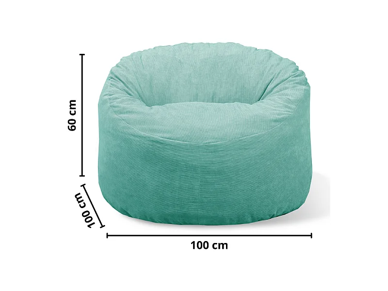 Pouf velours côtelé vert 100 cm