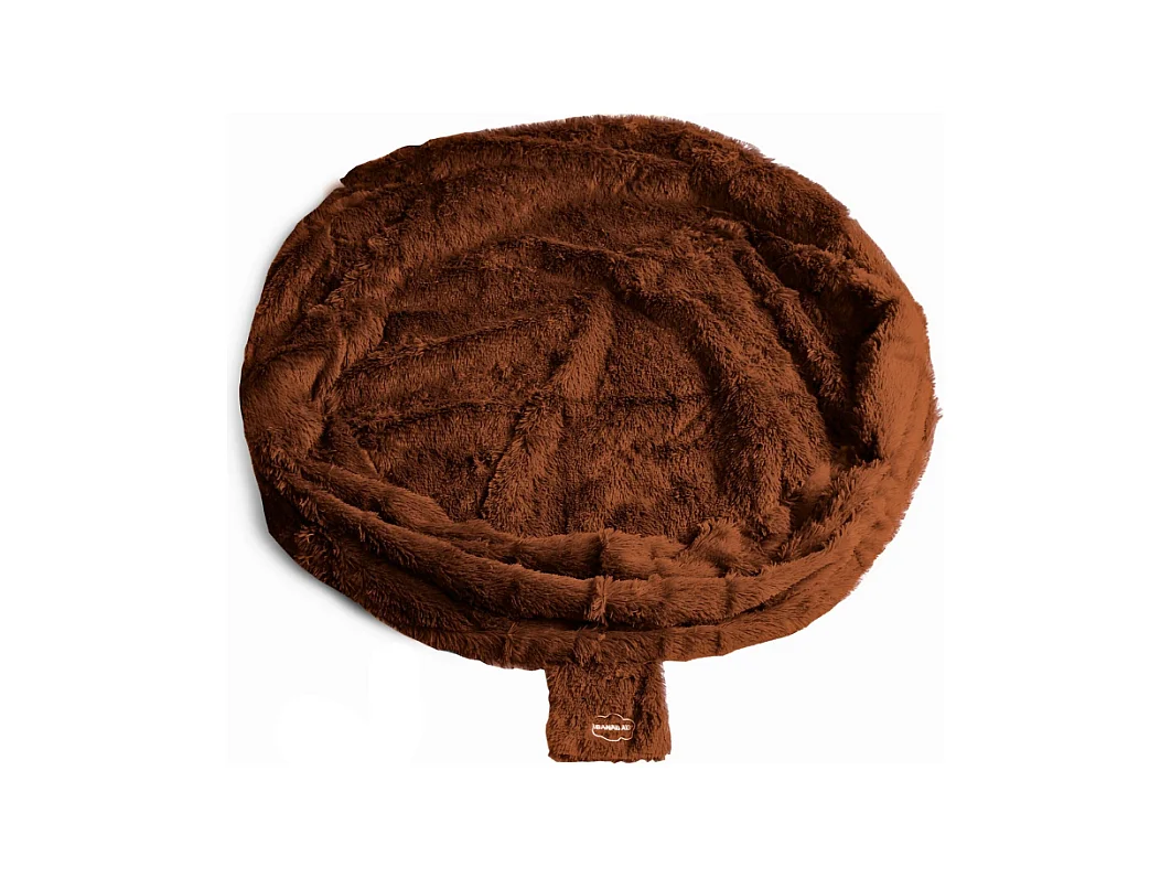Reuze chocoladebruine poef met nepbont, 200 cm
