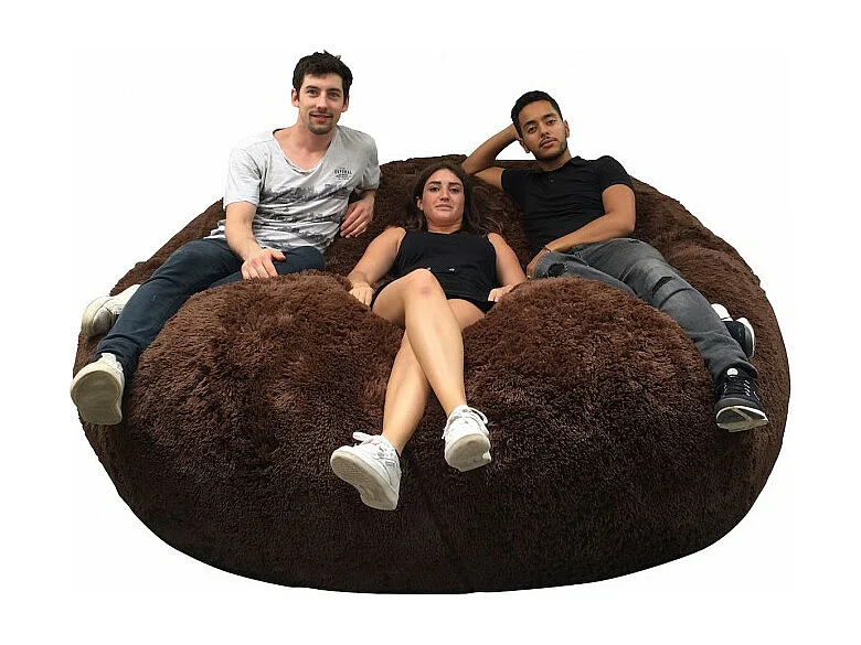 XL Pouf aus Fell 200 cm, Braun