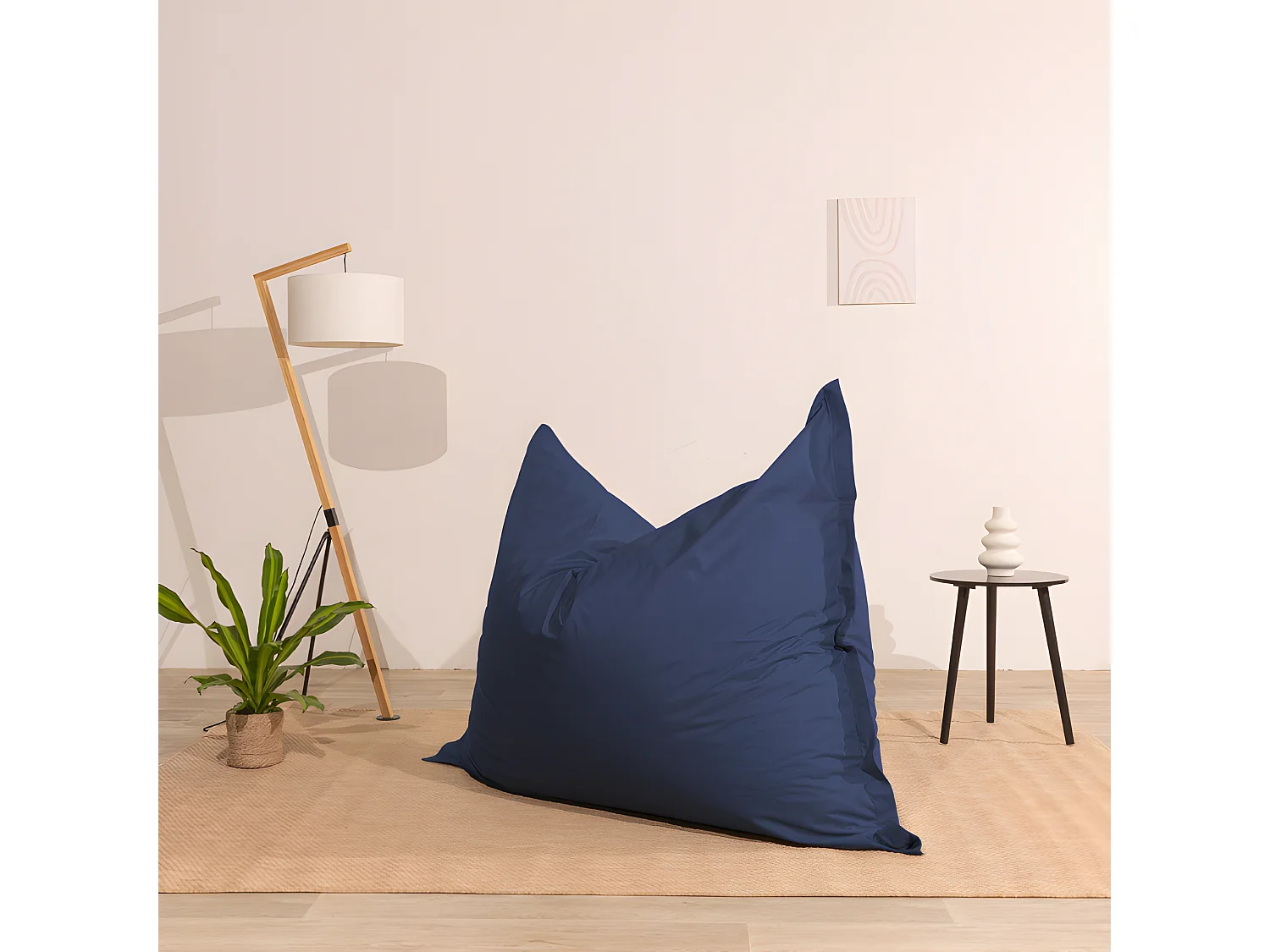 Pouf extérieur imperméable déhoussable anti-uv bleu 140 x 180 cm