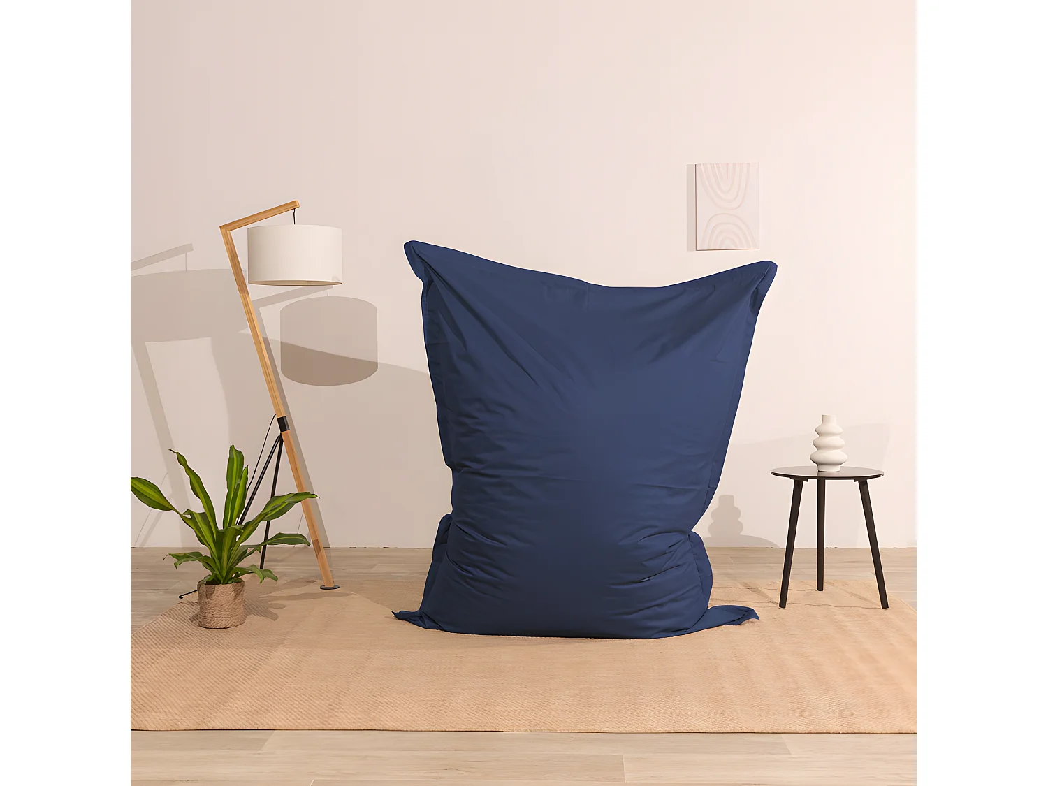 Pouf extérieur imperméable déhoussable anti-uv bleu 140 x 180 cm