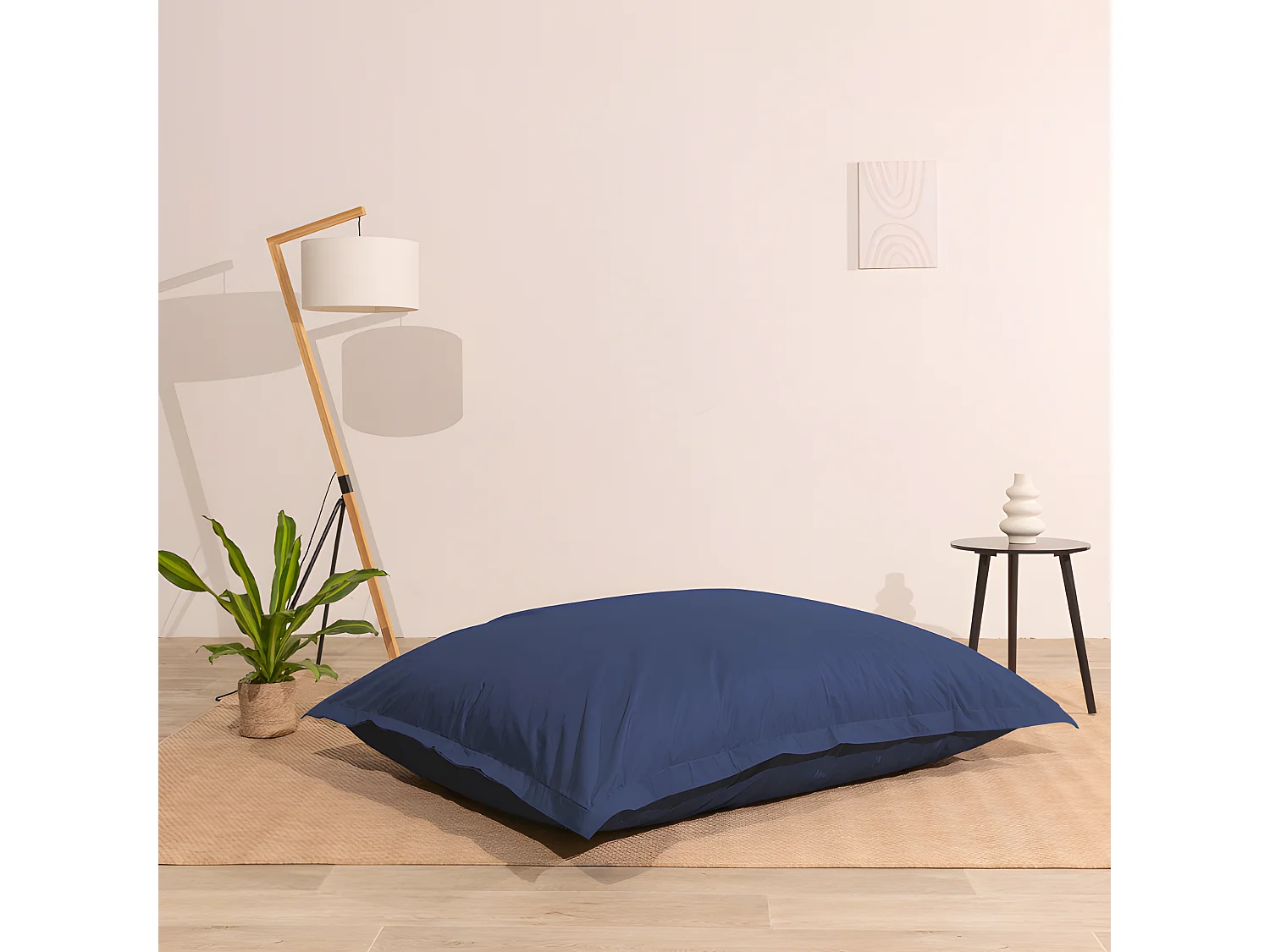 Pouf extérieur imperméable déhoussable anti-uv bleu 140 x 180 cm