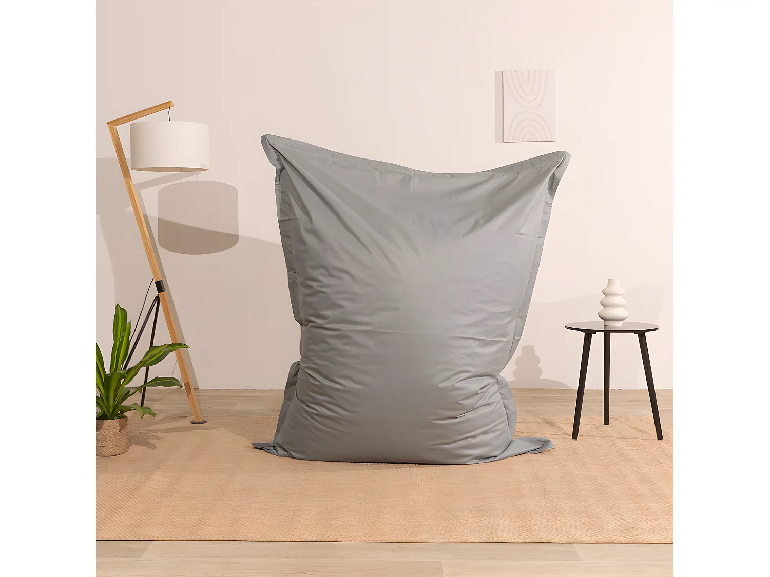 Pouf extérieur imperméable déhoussable anti-uv gris clair 140 x 180 cm