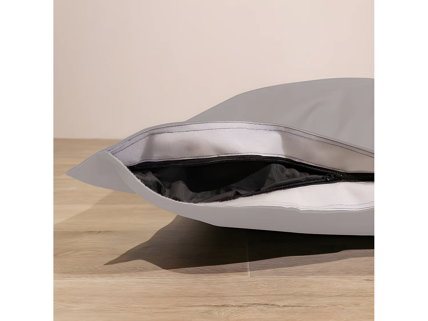 Pouf extérieur imperméable déhoussable anti-uv gris clair 140 x 180 cm