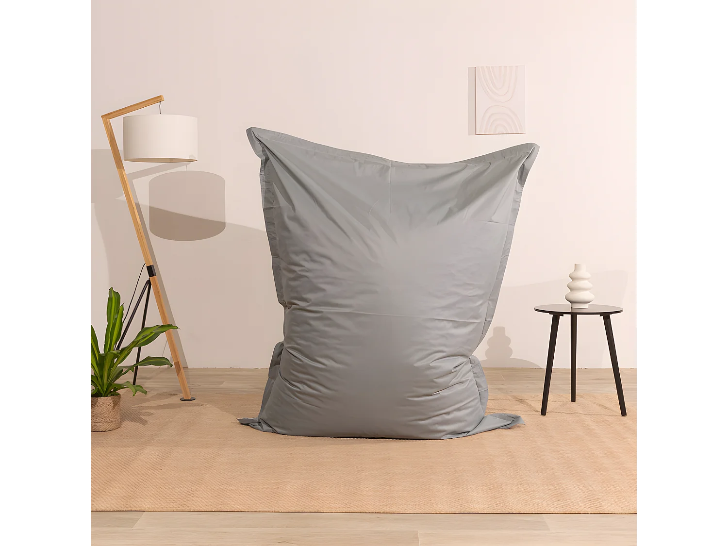 Pouf extérieur imperméable déhoussable anti-uv gris clair 140 x 180 cm