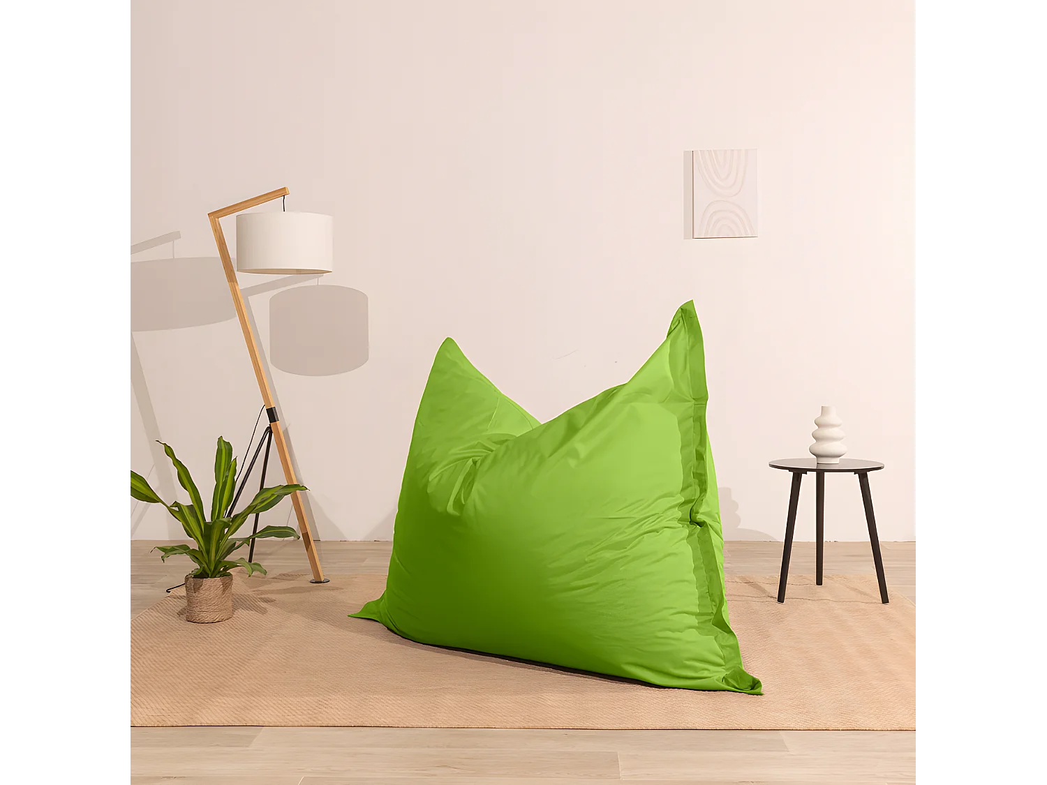 Pouf extérieur imperméable déhoussable anti-uv vert 140 x 180 cm