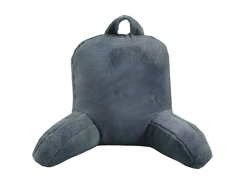 Coussin de lecture déhoussable fausse fourrure gris foncé 50 x 70 cm