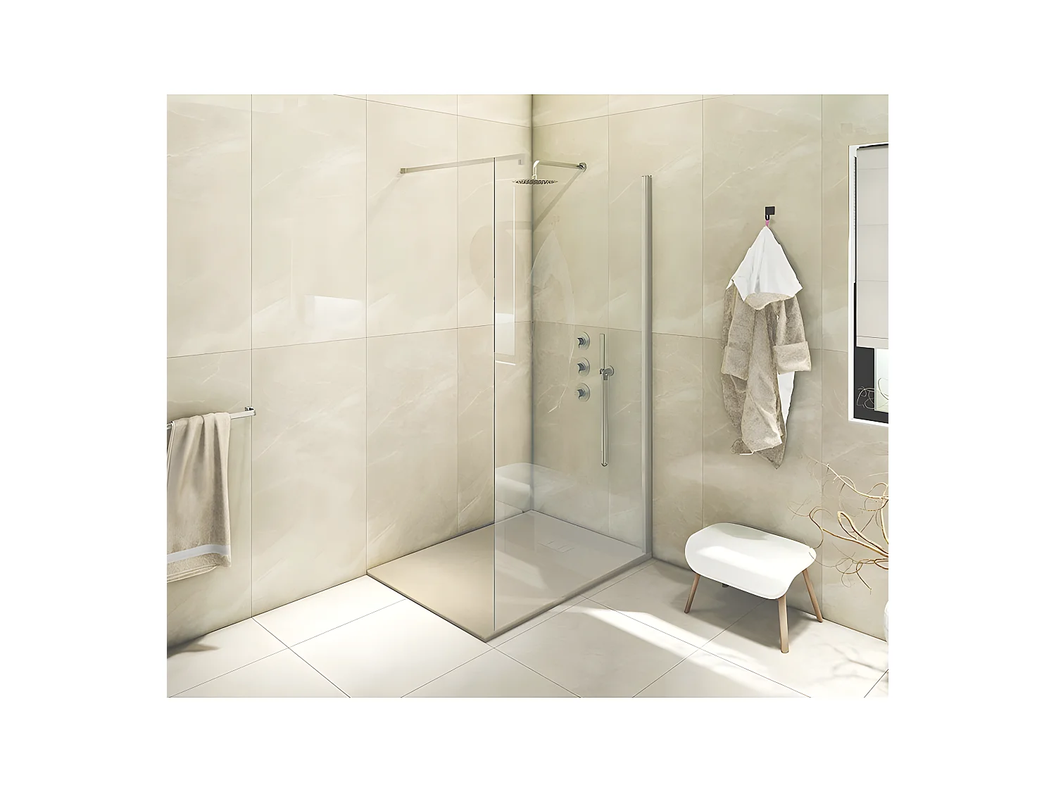 Receveur de douche  SMC en fibre de verre effet pierre avec bonde inclus H. 2,6 cm 70 x 170 Taupe