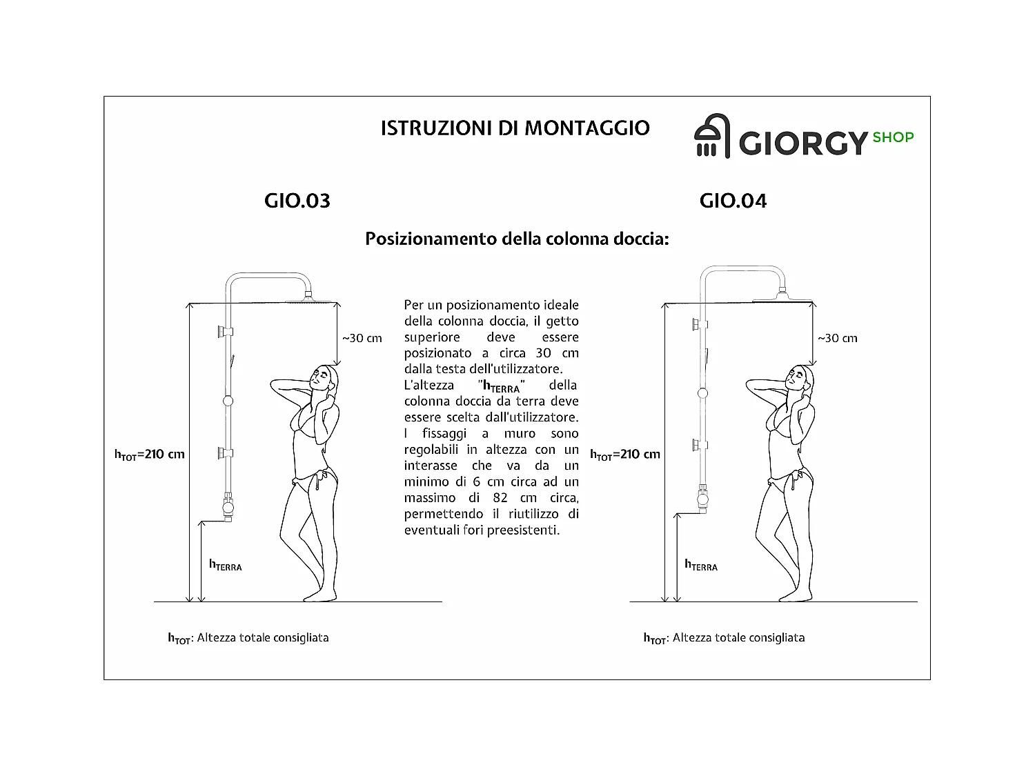 Colonna Doccia A Ponte Con Soffione Cervicale Rettangolare
