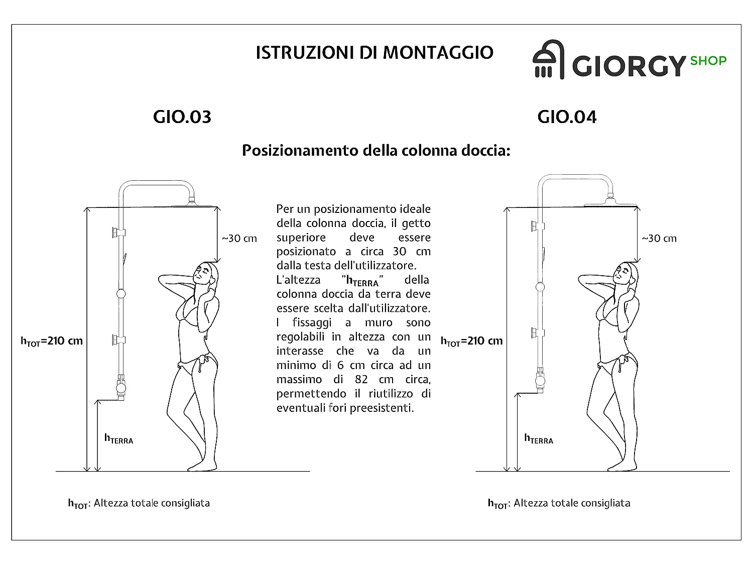Colonna Doccia A Ponte Con Soffione Cervicale Rettangolare