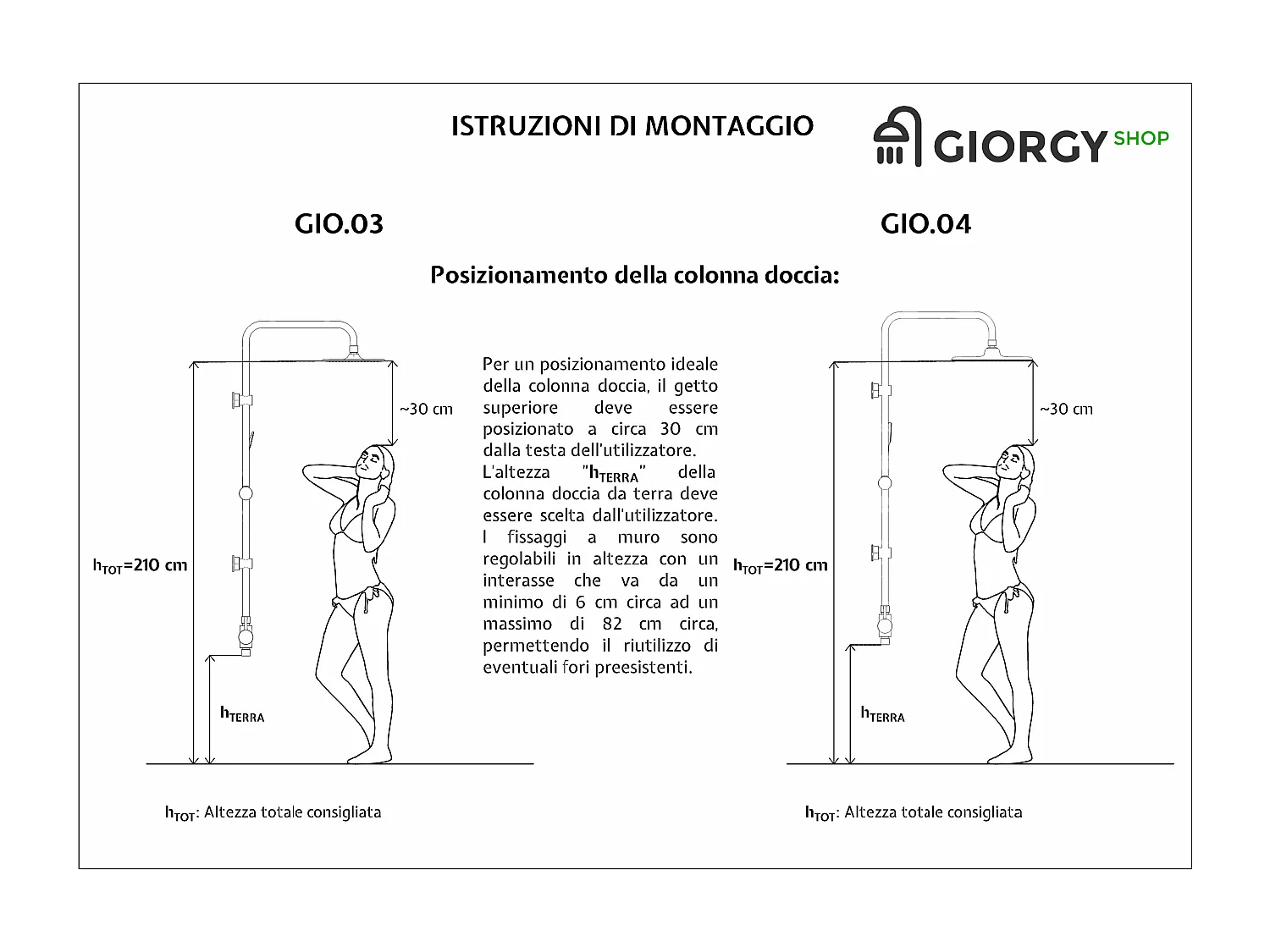 Colonna Doccia A Ponte Con Soffione Cervicale Circolare