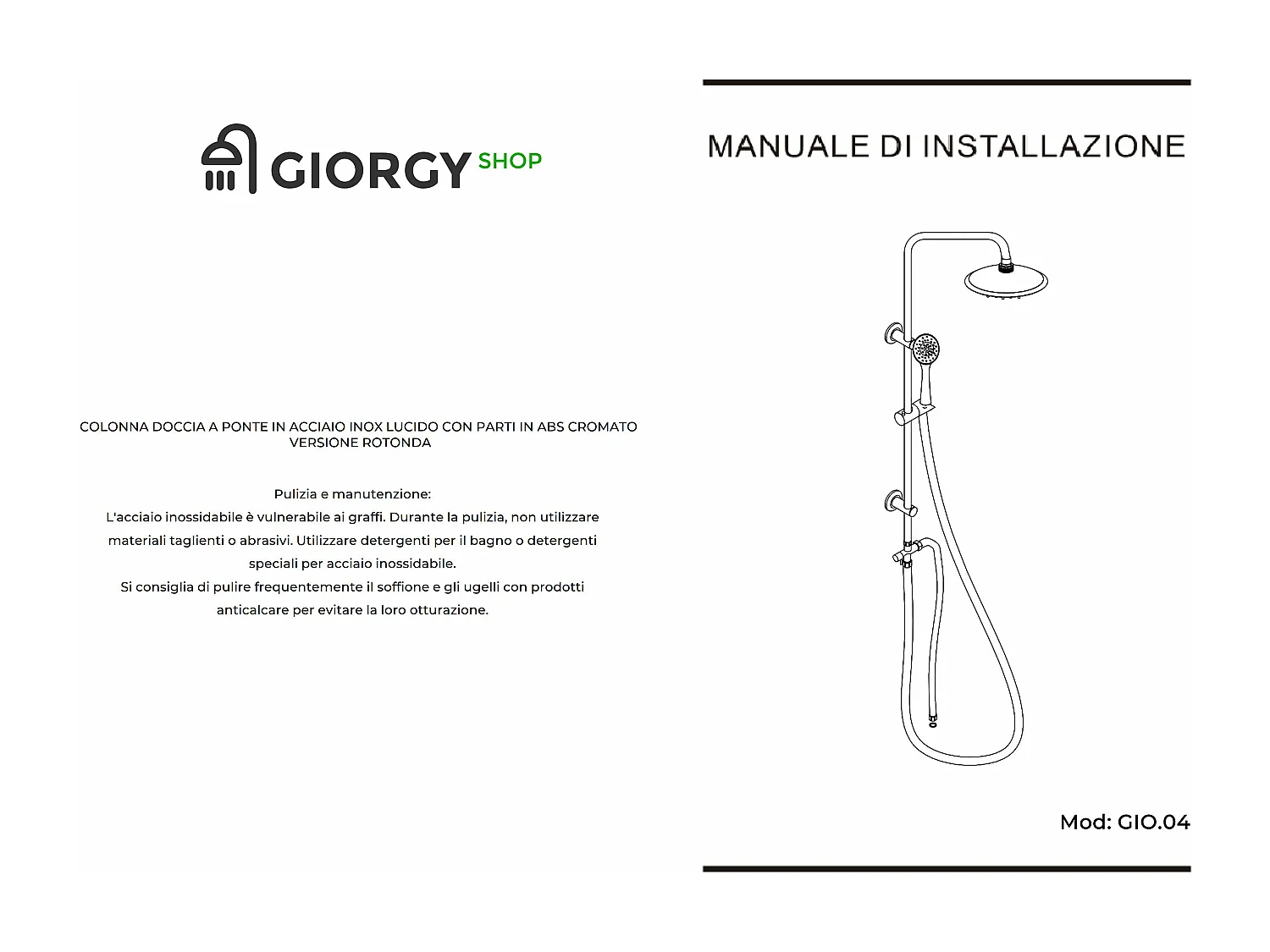 Colonna Doccia A Ponte Con Soffione Cervicale Circolare