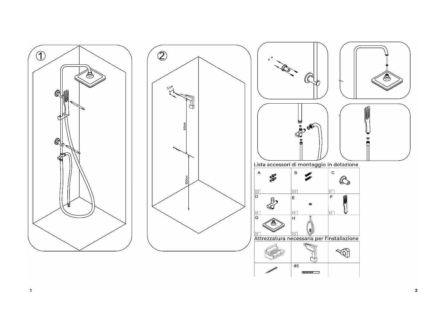Colonna Doccia A Ponte Con Soffione Cervicale Circolare