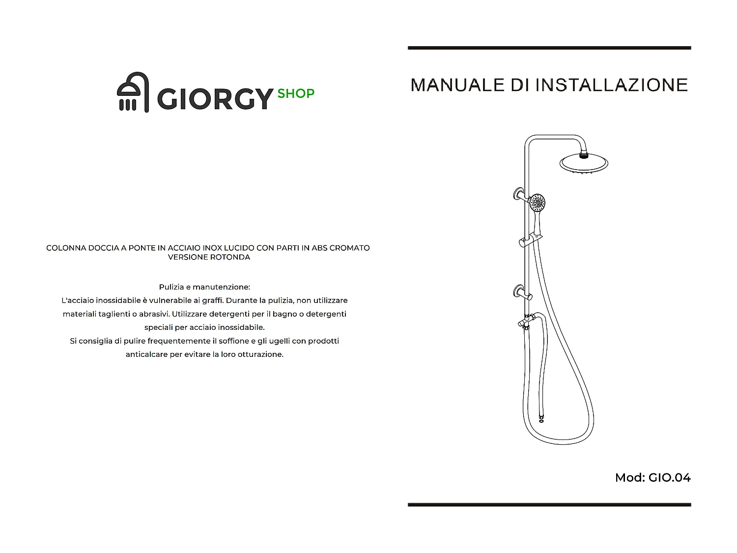 Colonna Doccia A Ponte Con Soffione Cervicale Circolare