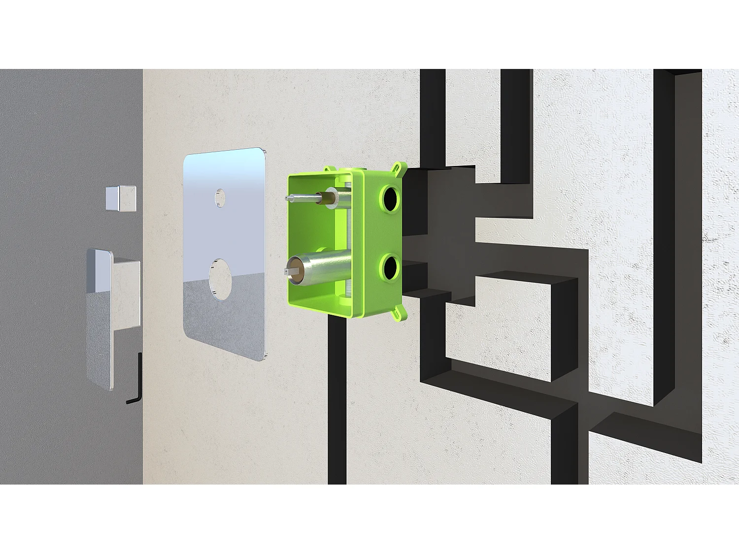 Kit Doccia 3 Vie Soffione Rettangolare Acciaio Inox 55x23 cm Slim 2,5 mm con Cascata Cervicale + Presa Acqua + Flessibile + Doccino