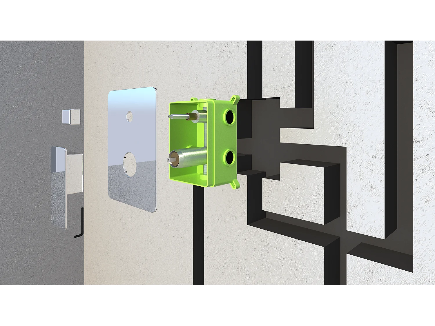 Kit Doccia 3 Vie Soffione Rettangolare Acciaio Inox 55x23 cm Slim 2,5 mm con Cascata Cervicale + Presa Acqua + Flessibile + Doccino