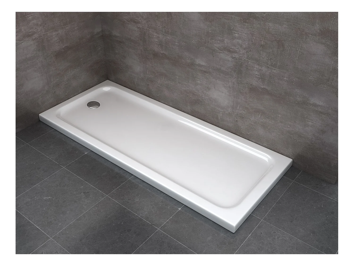 Piatto Doccia Rettangolare Ribassato In Abs H 5cm Con Piletta Inclusa 70x170